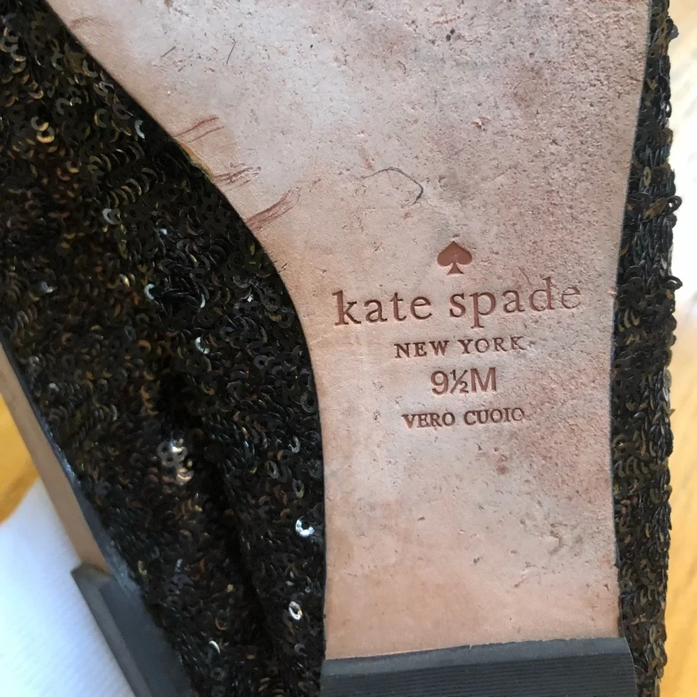 kate spade Black Sequin Bow Flats